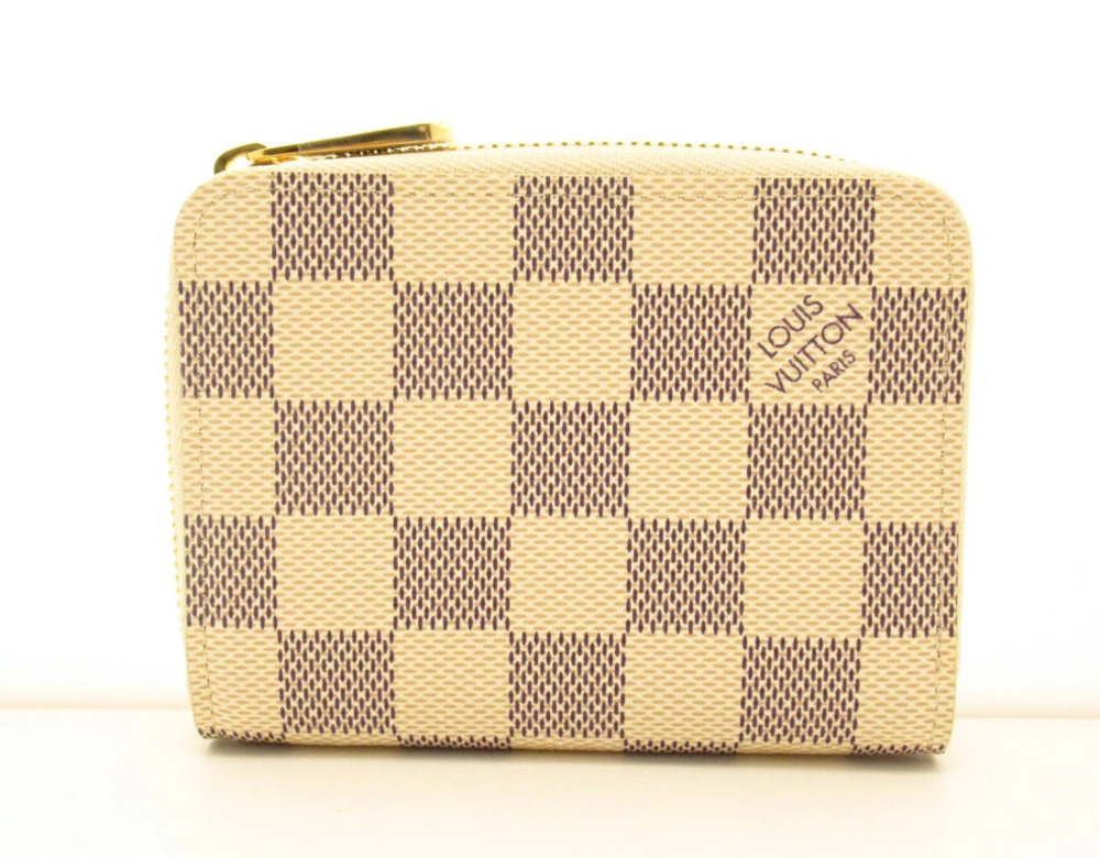 LOUIS VUITTON Wallet Zippy Coin Damier Azur White